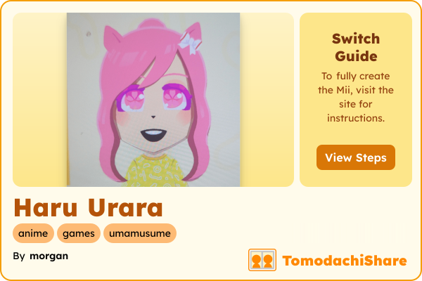 Haru Urara, a female Mii  with tags: anime, games, umamusume
