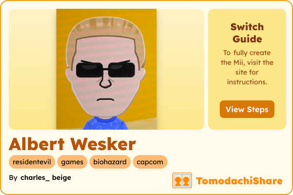 Albert Wesker, a male Mii  with tags: residentevil, games, biohazard, capcom
