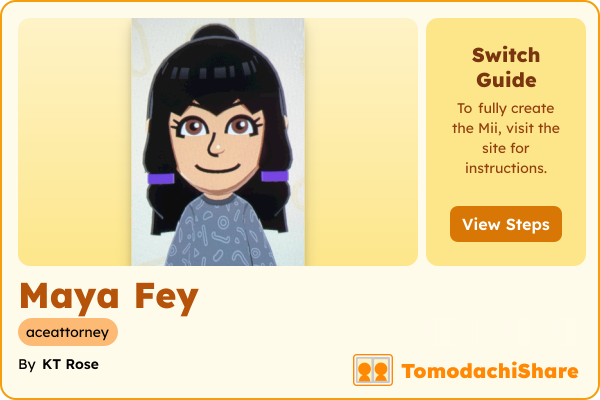 Maya Fey, a female Mii  with tags: aceattorney