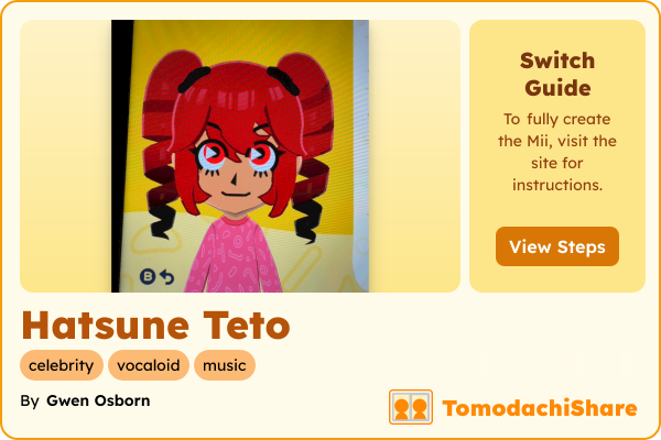 Hatsune Teto, a female Mii  with tags: celebrity, vocaloid, music