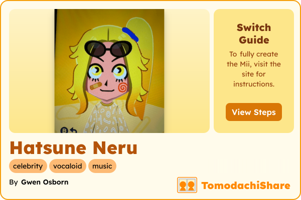 Hatsune Neru, a female Mii  with tags: celebrity, vocaloid, music