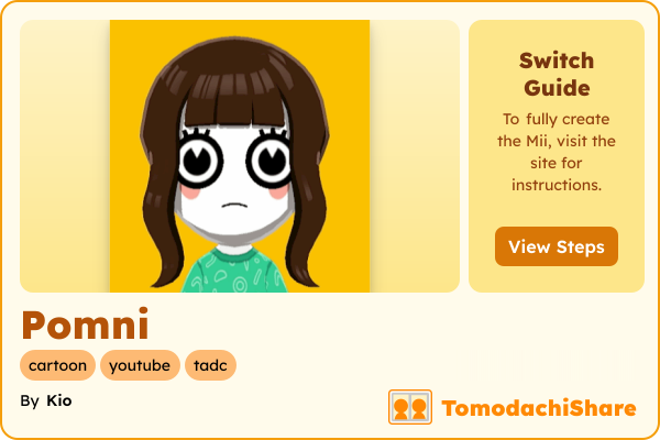 Pomni, a female Mii  with tags: cartoon, youtube, tadc