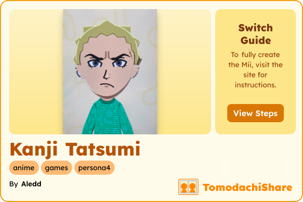 Kanji Tatsumi, a male Mii  with tags: anime, games, persona4
