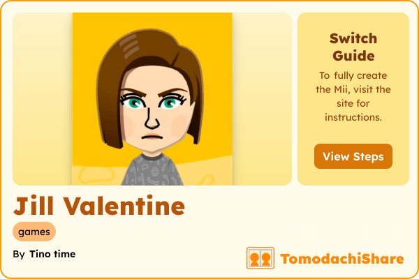 Jill Valentine, a female Mii  with tags: games