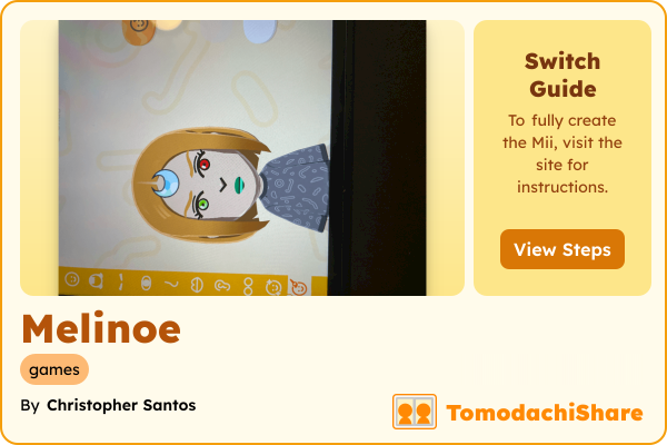 Melinoe, a female Mii  with tags: games