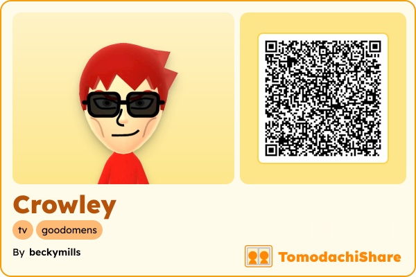 Crowley, a male Mii  with tags: tv, goodomens