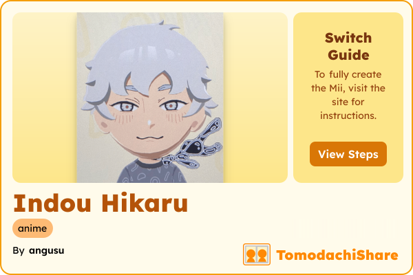 Indou Hikaru, a male Mii  with tags: anime