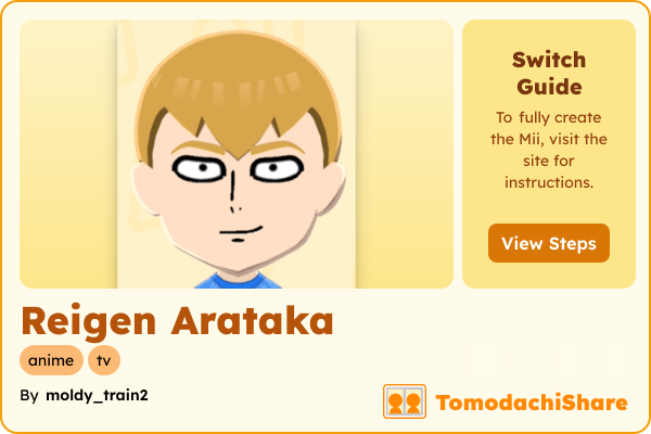 Reigen Arataka, a male Mii  with tags: anime, tv
