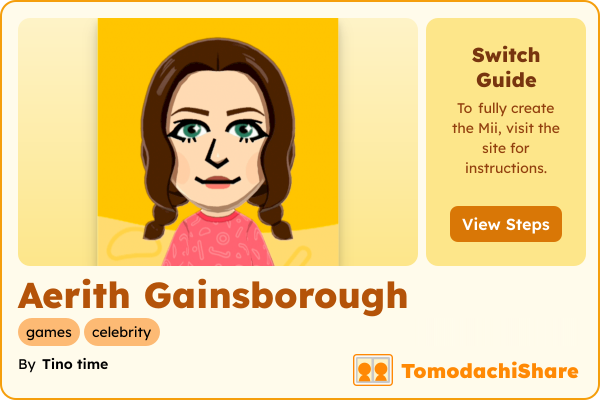 Aerith Gainsborough, a female Mii  with tags: games, celebrity