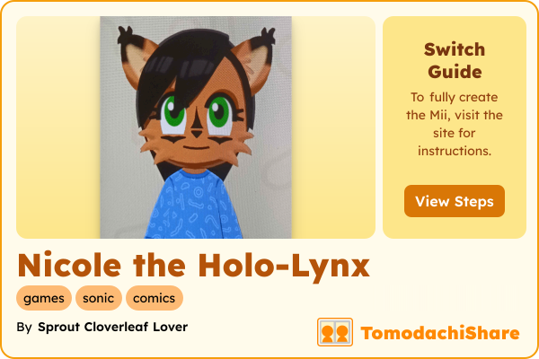 Nicole the Holo-Lynx, a female Mii  with tags: games, sonic, comics