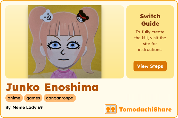 Junko Enoshima, a female Mii  with tags: anime, games, danganronpa