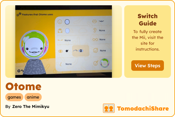 Otome, a female Mii  with tags: games, anime