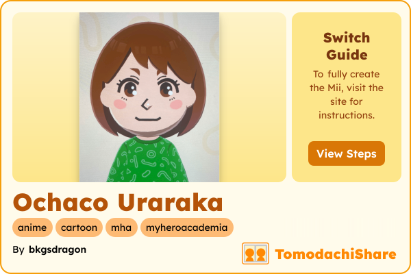 Ochaco Uraraka, a female Mii  with tags: anime, cartoon, mha, myheroacademia