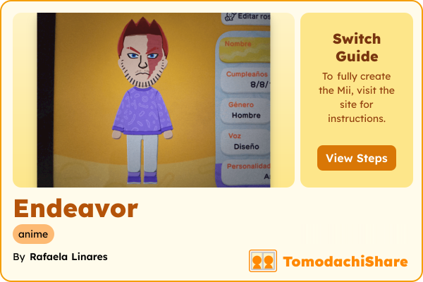 Endeavor, a male Mii  with tags: anime