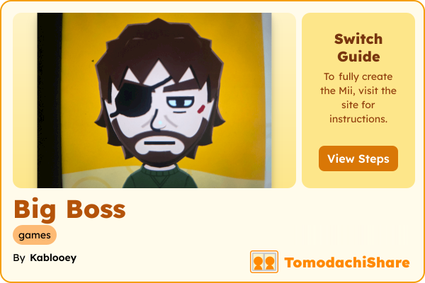 Big Boss, a male Mii  with tags: games