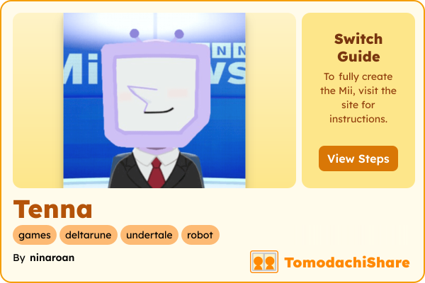 Tenna, a male Mii  with tags: games, deltarune, undertale, robot