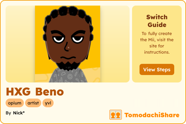 HXG Beno, a male Mii  with tags: opium, artist, yvl