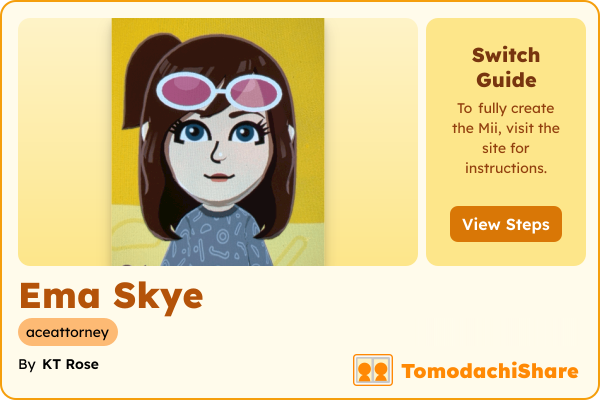 Ema Skye, a female Mii  with tags: aceattorney