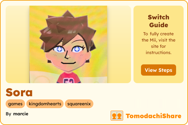 Sora, a male Mii  with tags: games, kingdomhearts, squareenix