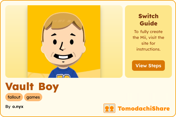 Vault Boy, a male Mii  with tags: fallout, games