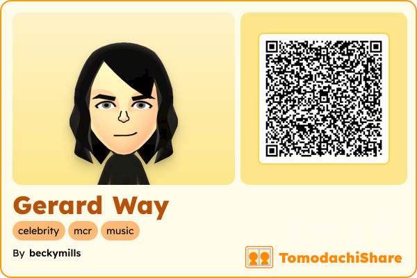 Gerard Way, a male Mii  with tags: celebrity, mcr, music