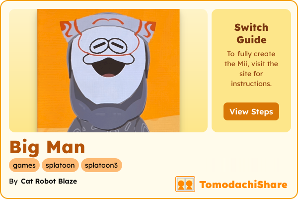 Big Man, a male Mii  with tags: games, splatoon, splatoon3