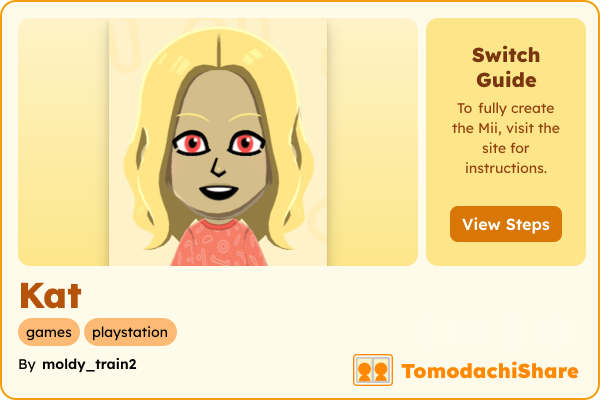 Kat, a female Mii  with tags: games, playstation