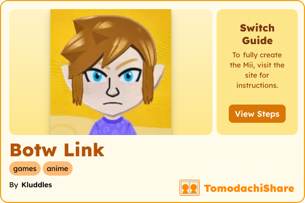Botw Link, a male Mii  with tags: games, anime