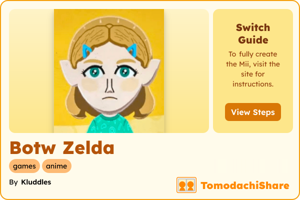 Botw Zelda, a female Mii  with tags: games, anime