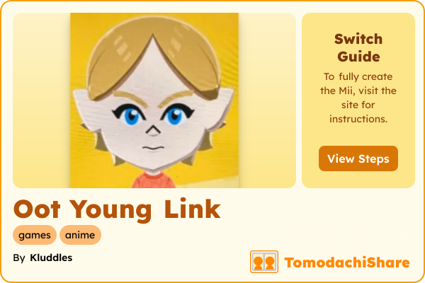 Oot Young Link, a male Mii  with tags: games, anime