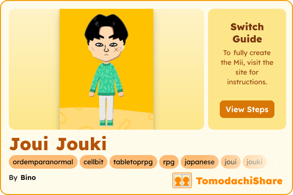 Joui Jouki, a male Mii  with tags: ordemparanormal, cellbit, tabletoprpg, rpg, japanese, joui, jouki