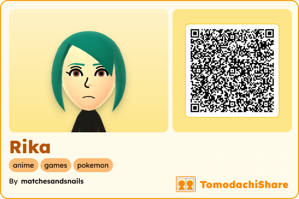 Rika, a male Mii  with tags: anime, games, pokemon