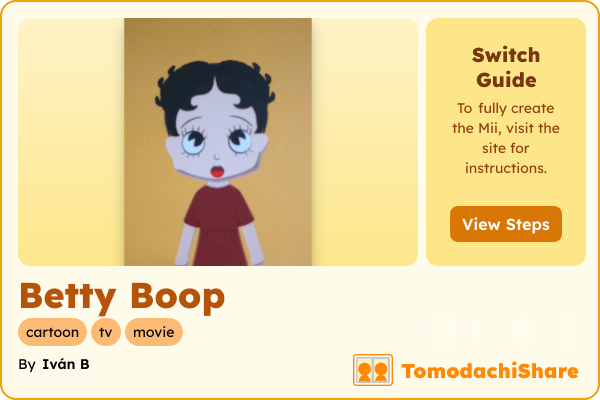 Betty Boop, a female Mii  with tags: cartoon, tv, movie