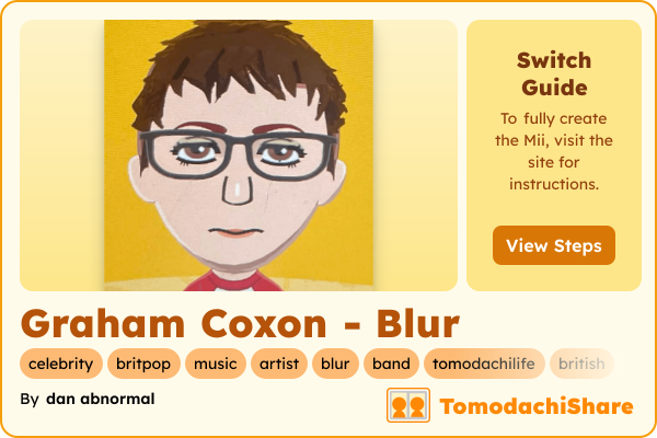 Graham Coxon - Blur, a male Mii  with tags: celebrity, britpop, music, artist, blur, band, tomodachilife, british