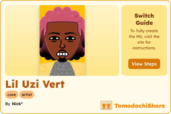 Lil Uzi Vert, a male Mii  with tags: core, artist