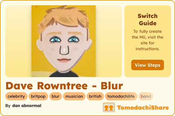 Dave Rowntree - Blur, a male Mii  with tags: celebrity, britpop, blur, musician, british, tomodachilife, band