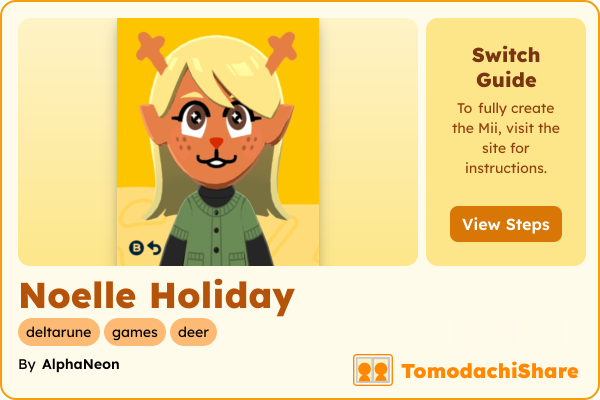 Noelle Holiday, a female Mii  with tags: deltarune, games, deer