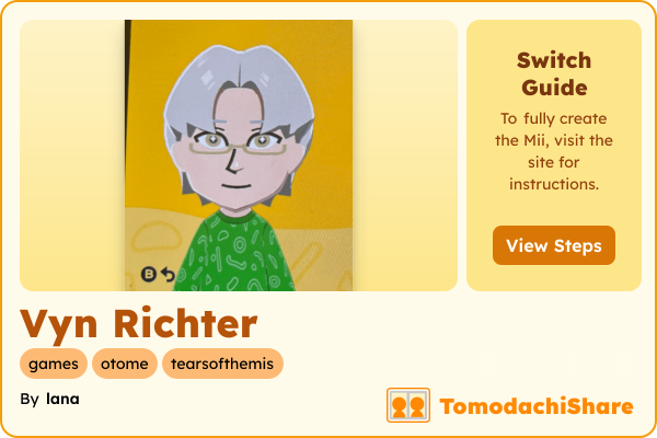 Vyn Richter, a male Mii  with tags: games, otome, tearsofthemis