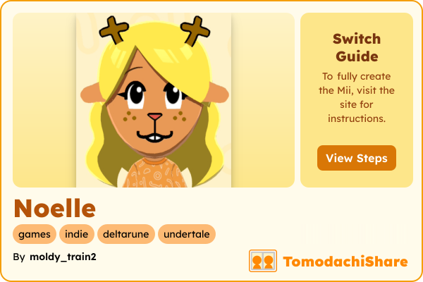 Noelle, a male Mii  with tags: games, indie, deltarune, undertale