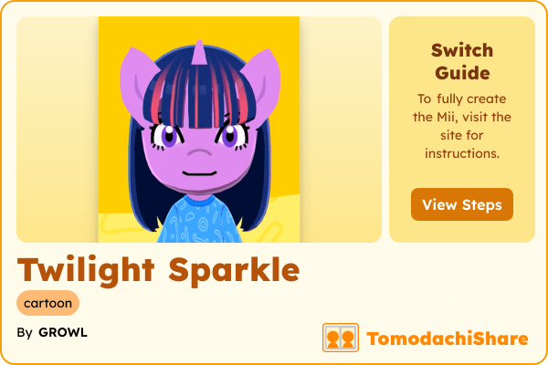 Twilight Sparkle, a female Mii  with tags: cartoon