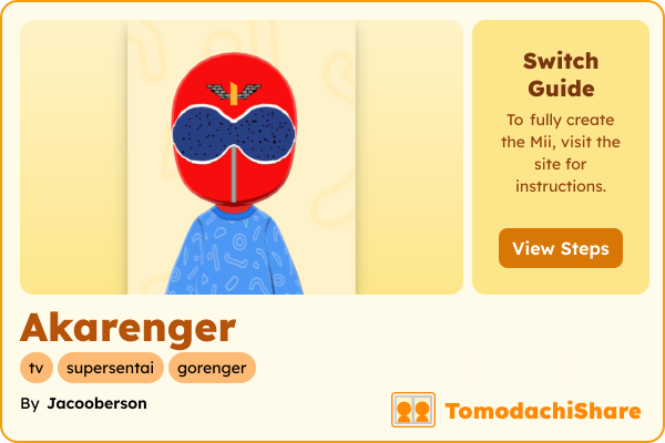 Akarenger, a male Mii  with tags: tv, supersentai, gorenger