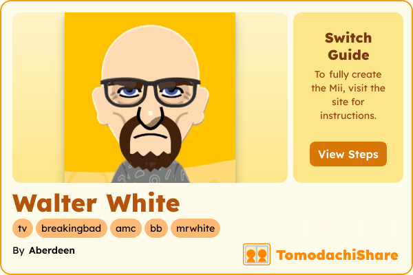 Walter White, a male Mii  with tags: tv, breakingbad, amc, bb, mrwhite