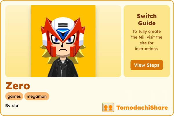 Zero, a male Mii  with tags: games, megaman