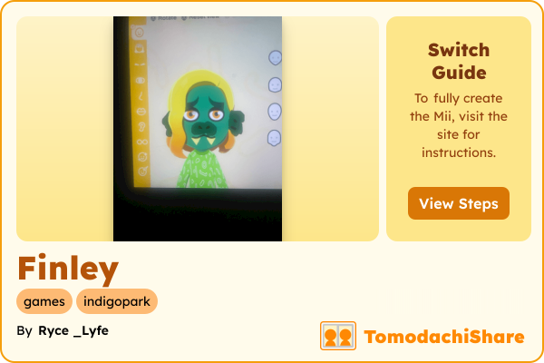 Finley, a male Mii  with tags: games, indigopark