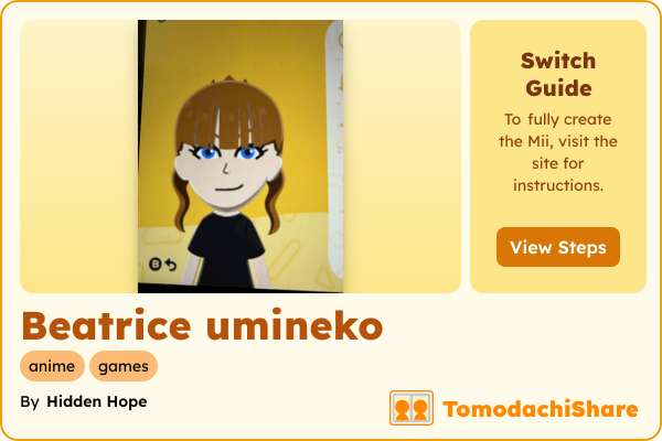 Beatrice umineko, a female Mii  with tags: anime, games