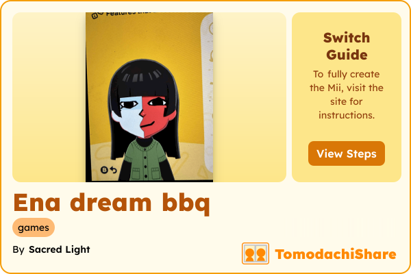 Ena dream bbq, a female Mii  with tags: games