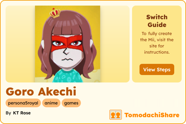 Goro Akechi, a male Mii  with tags: persona5royal, anime, games