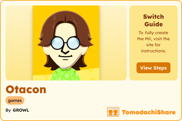 Otacon, a male Mii  with tags: games