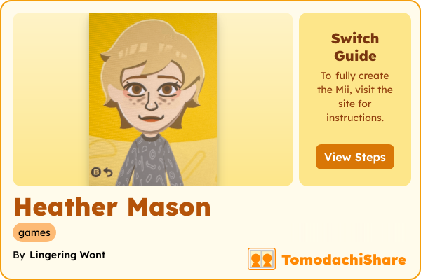 Heather Mason, a female Mii  with tags: games