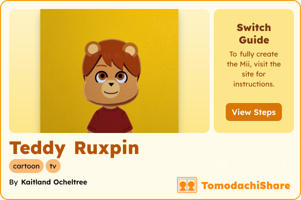Teddy Ruxpin, a male Mii  with tags: cartoon, tv